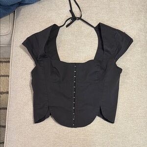 Silence + Noise Dark grey Corset Top
